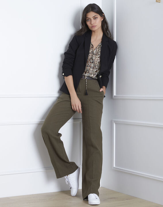 Pantalon kaki large en lin Gobi | 1-2-3 Pantalon kaki large en lin Gobi PhotoZ | 1-2-3