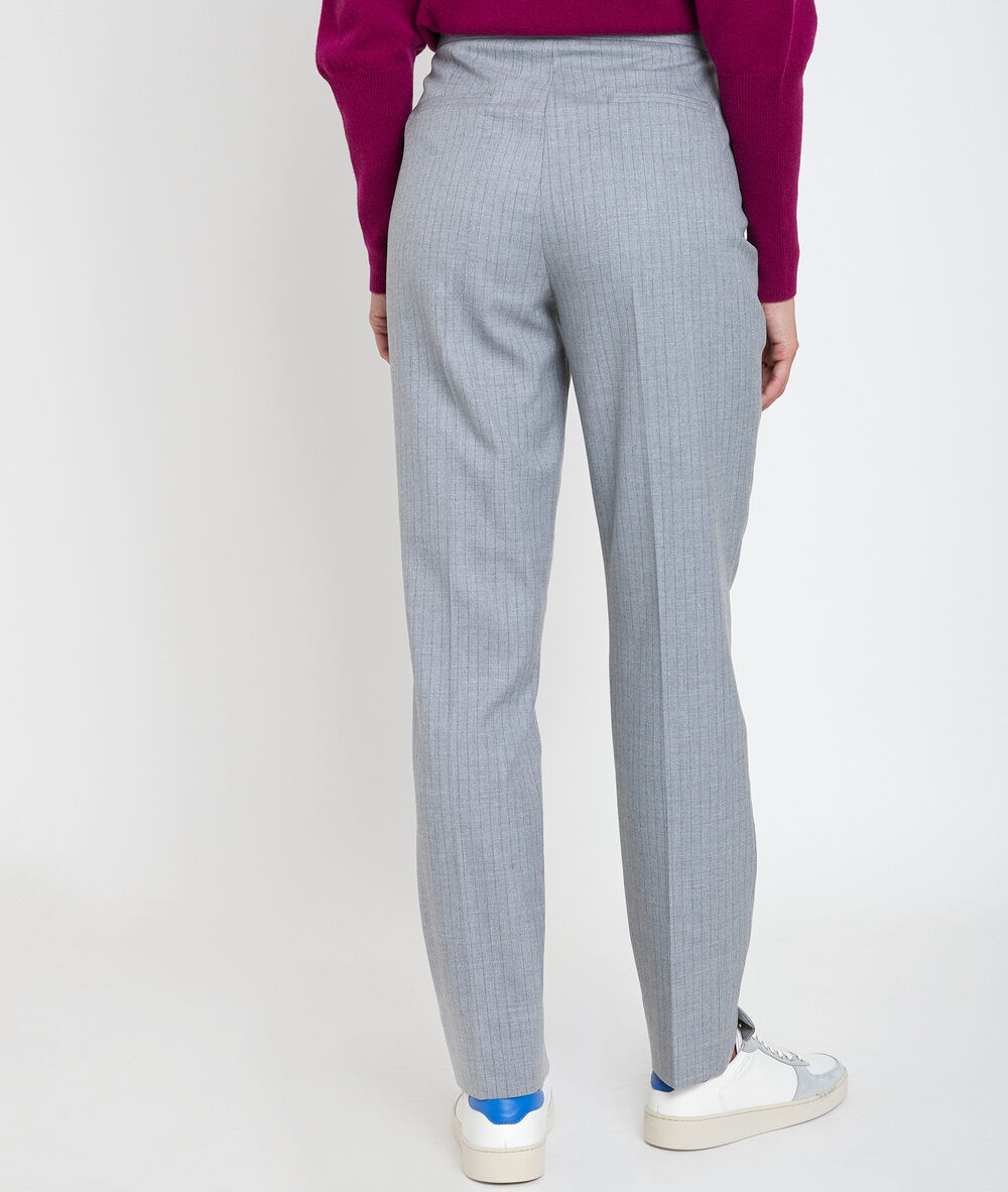 Pantalon cigarette rayé lara gris pale.