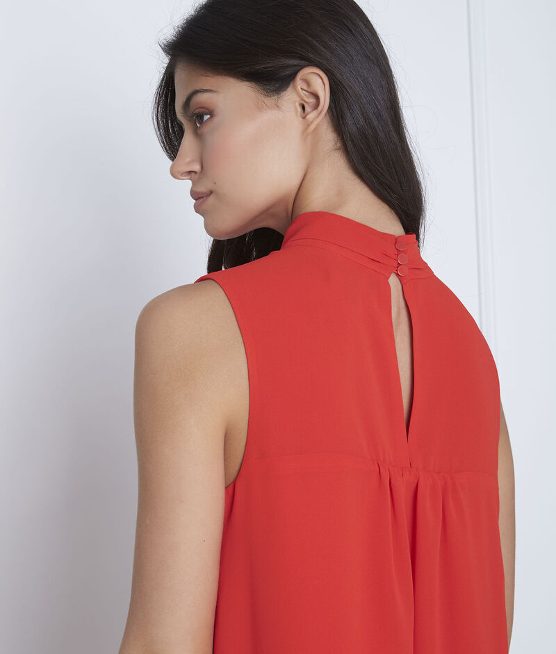 Robe rouge col montant heloise geranium.