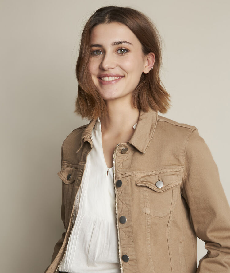 Veste en jean havane clem camel.