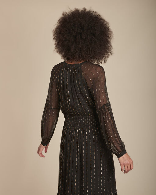 Robe longue noire en lurex rosane noir.