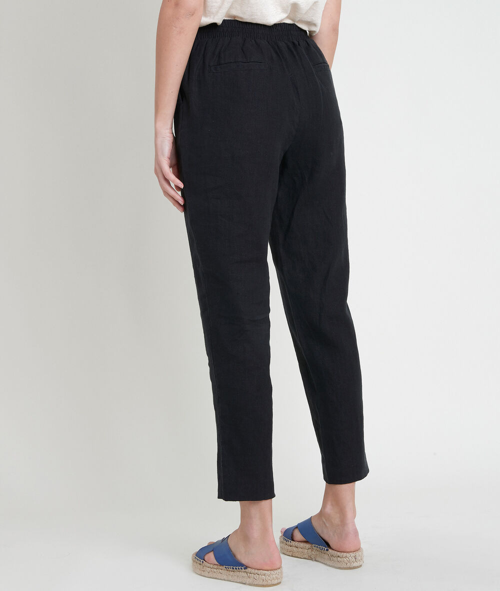 Pantalon carotte noir en lin certifié flynn noir.