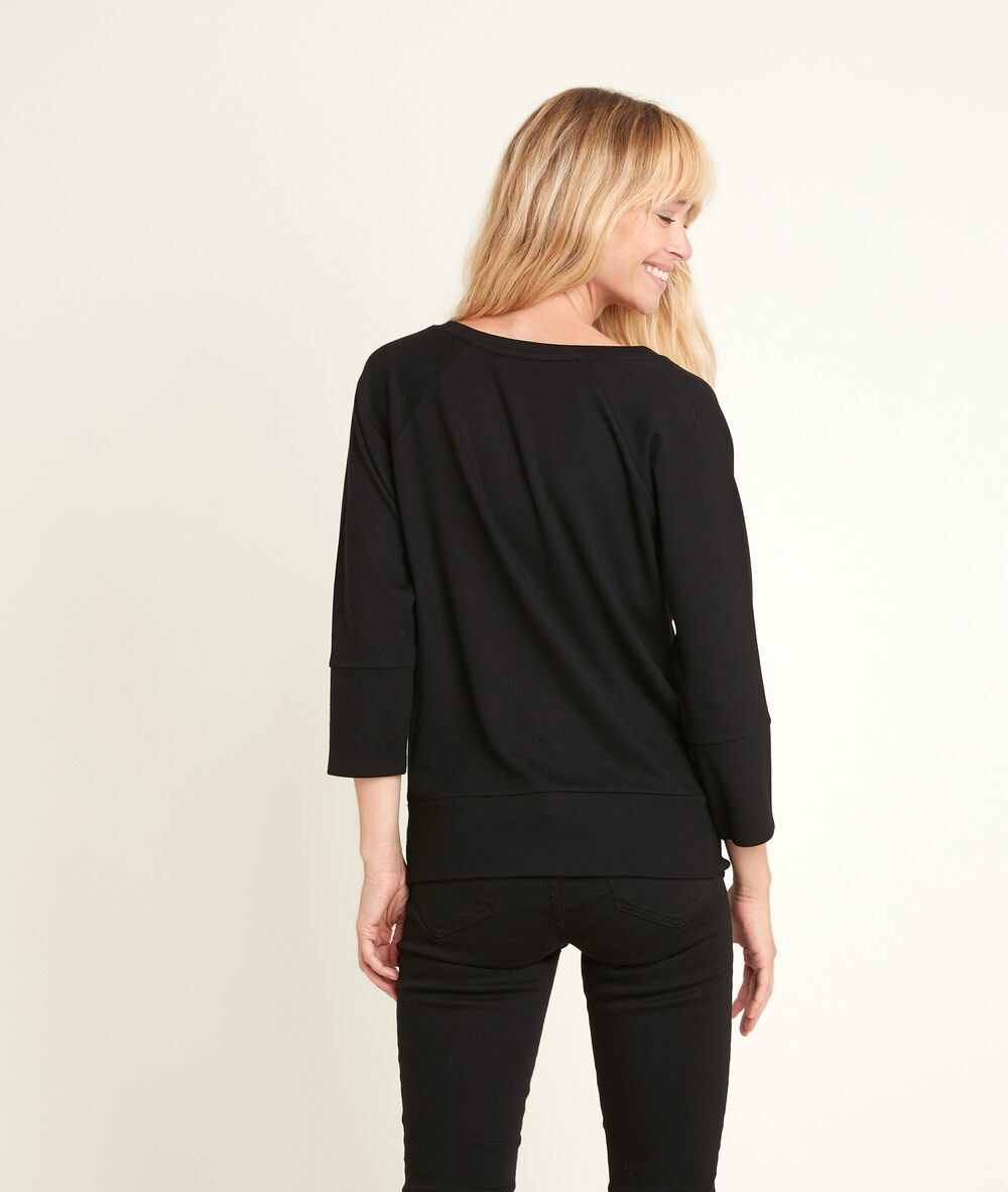 Tee-shirt fantaisie col v darcy noir.