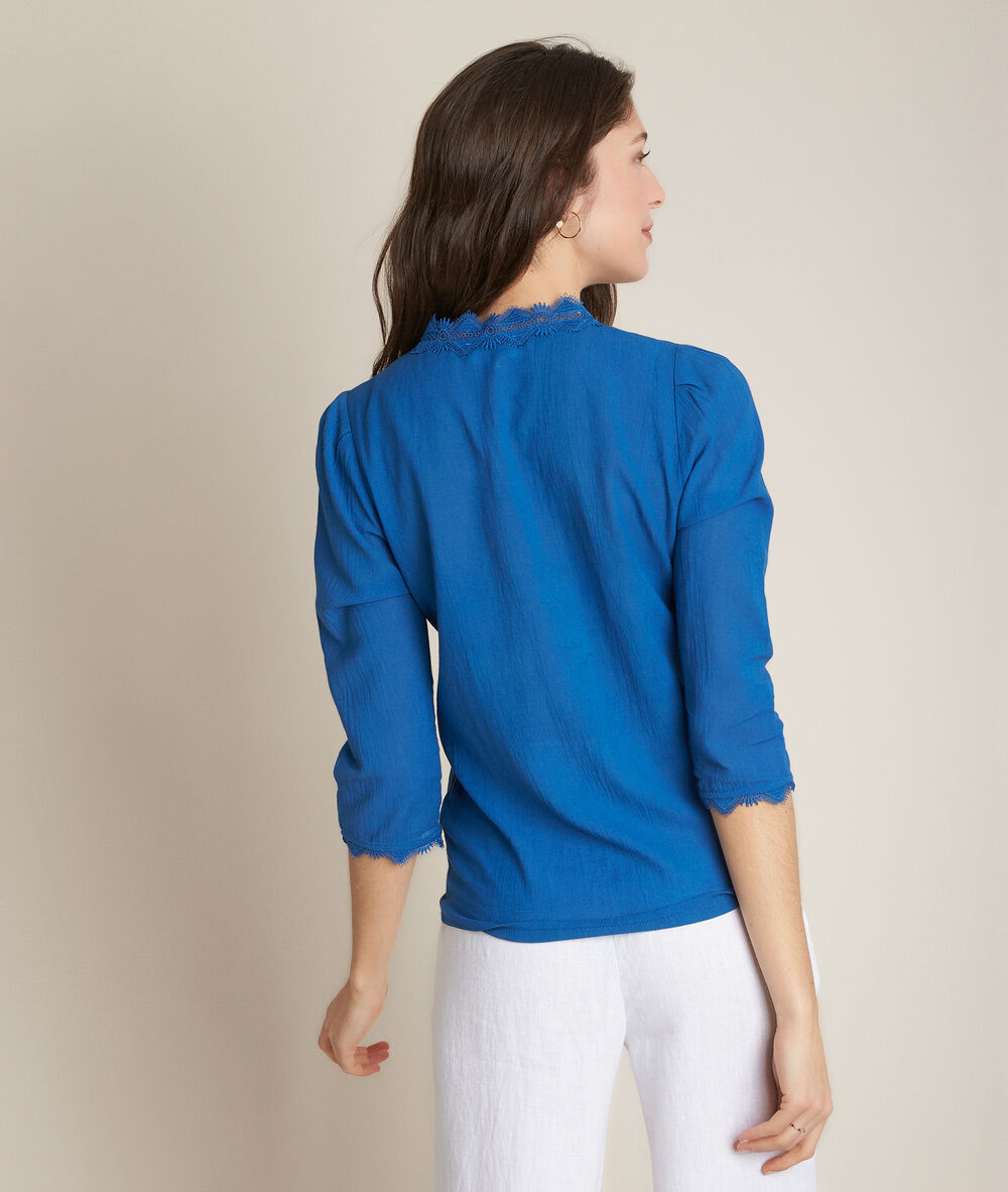 Blouse brodée bleue eloise bleu fonce.