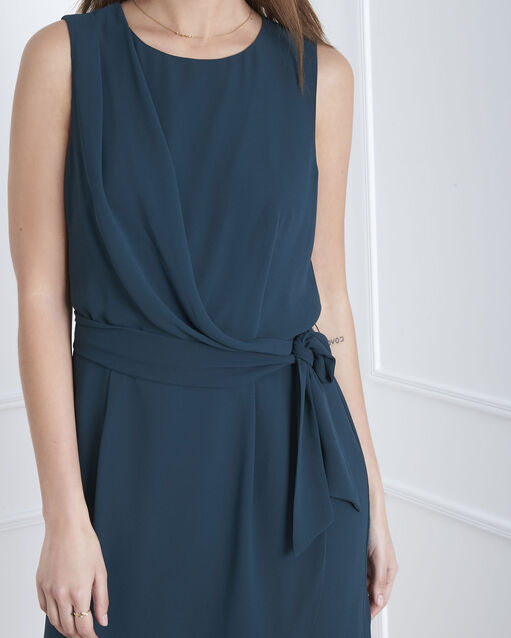 Robe vert foncé drapée harpe foret.