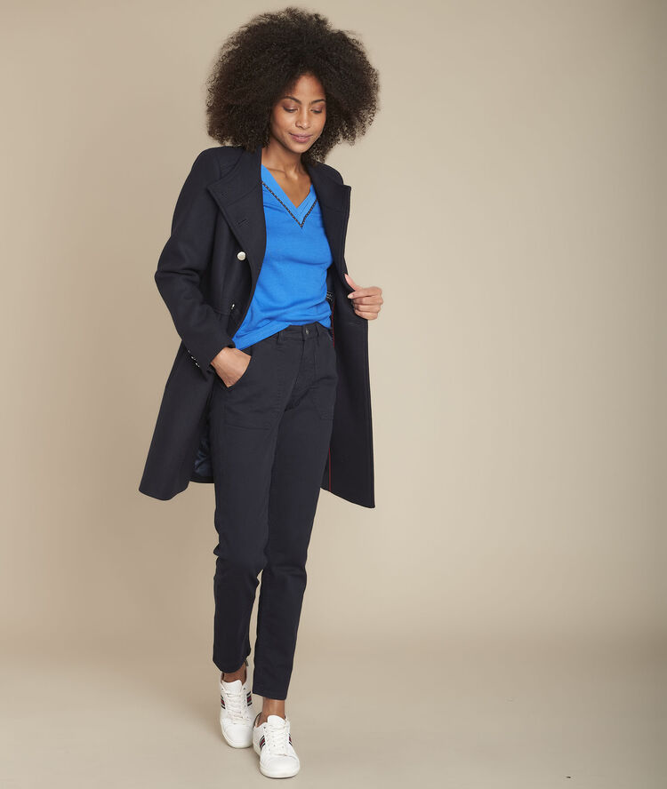 Tee-shirt cobalt col v carla bleu.
