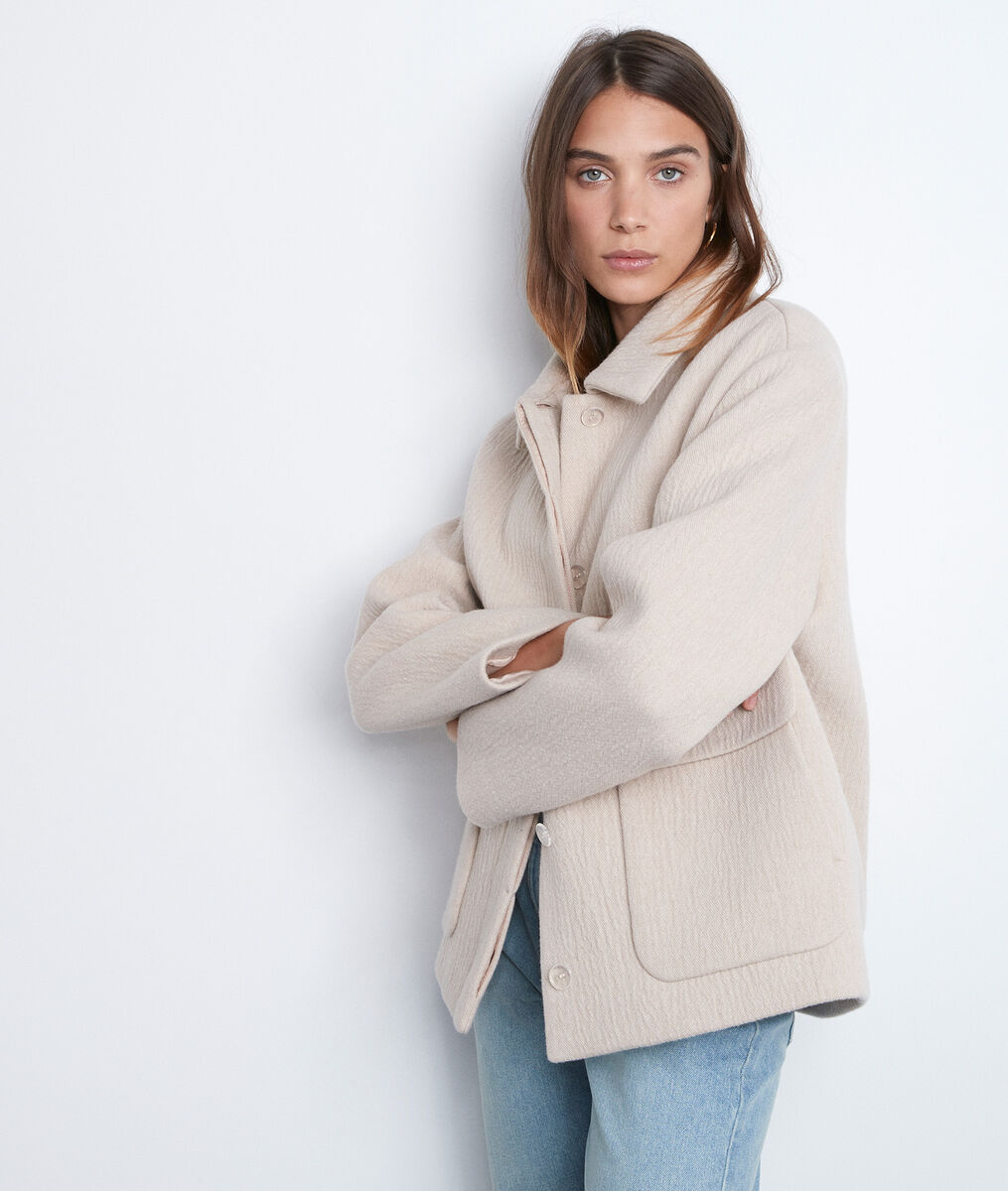 Manteau court texturé beige Royce | 1-2-3 Manteau court texturé beige Royce PhotoZ | 1-2-3