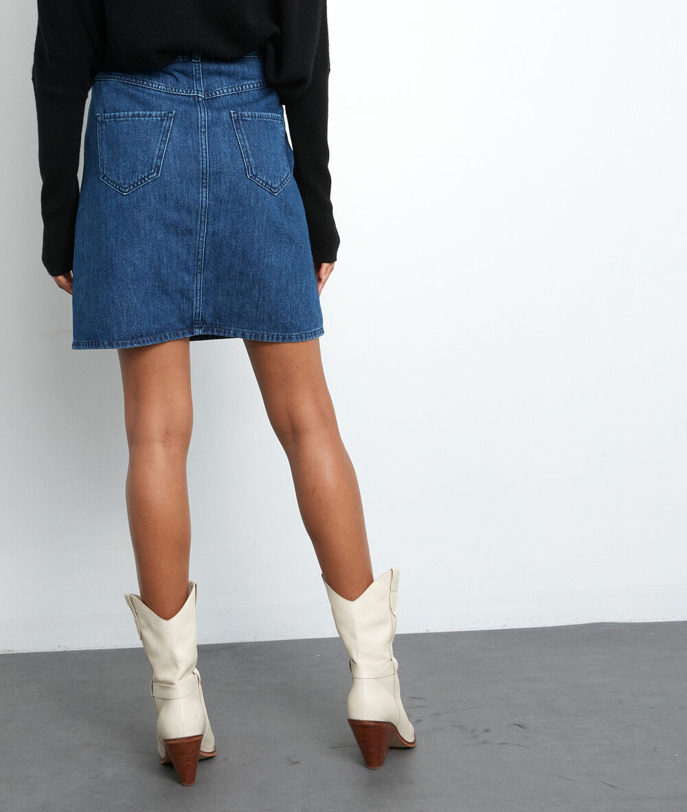 Mini-jupe en denim brut francesca marine.