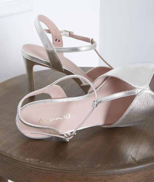 Offene goldene Ledersandalen Yvana | 1-2-3 Offene goldene Ledersandalen Yvana PhotoZ | 1-2-3