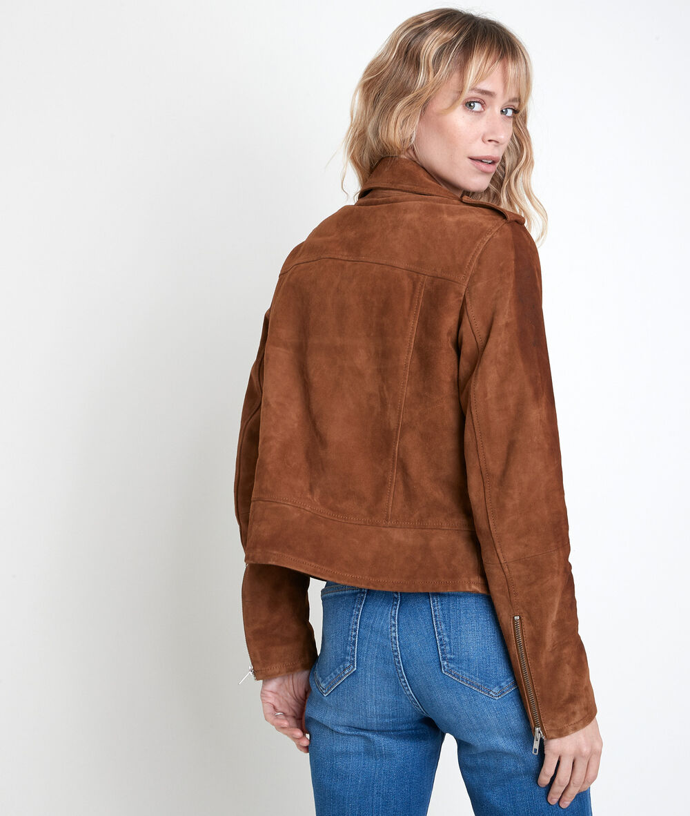 Veste En Cuir Velours Camel Tommy Femme Maison 123