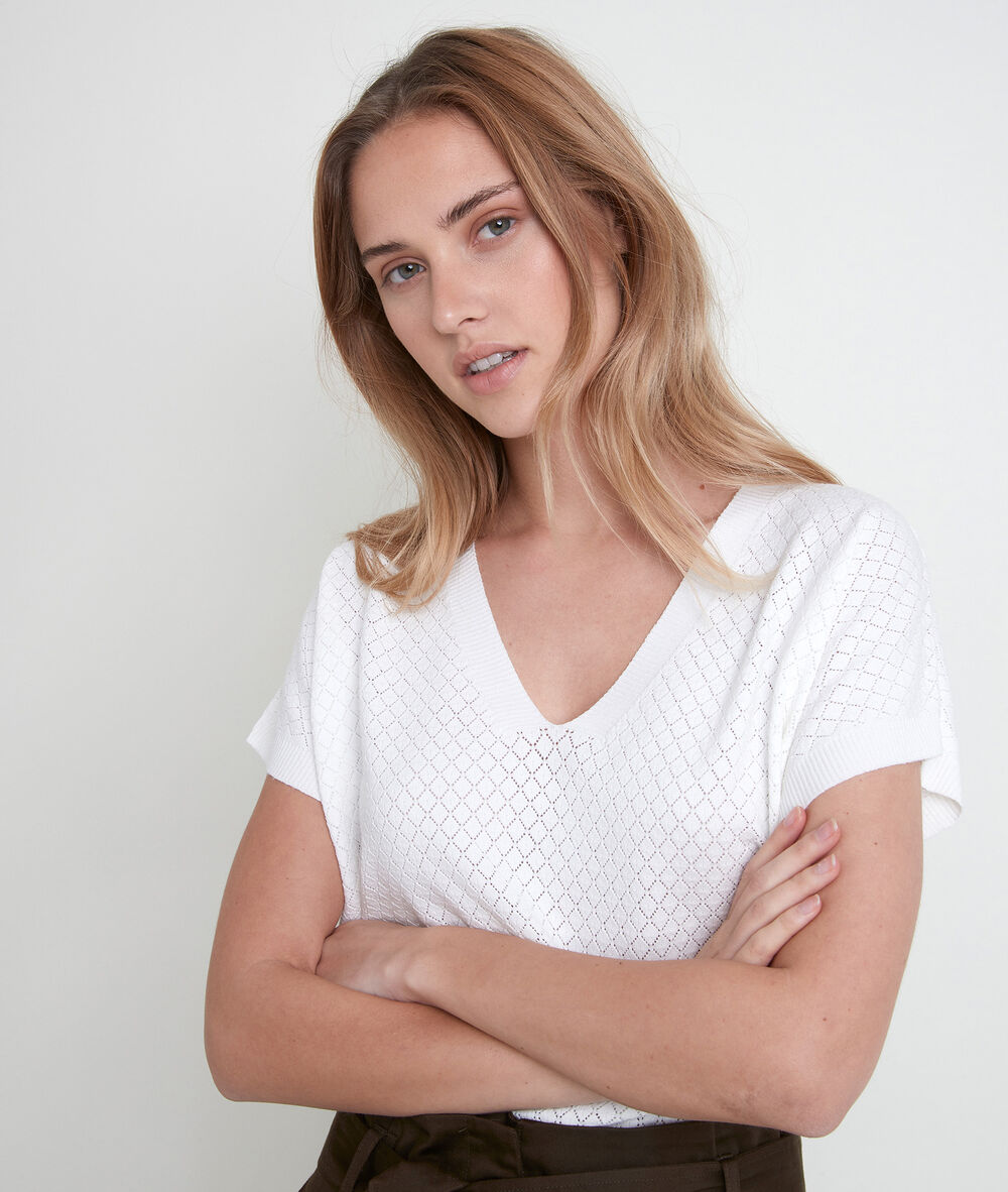 Pull viscose ecovero® ajouré écru aline ecru.