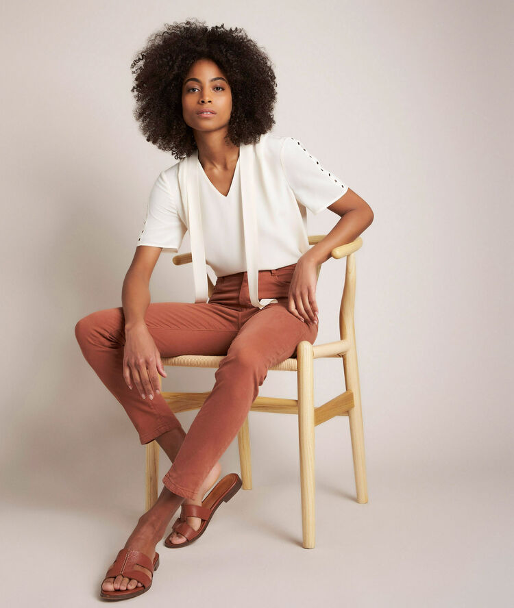 Top en soie esabelle ficelle.