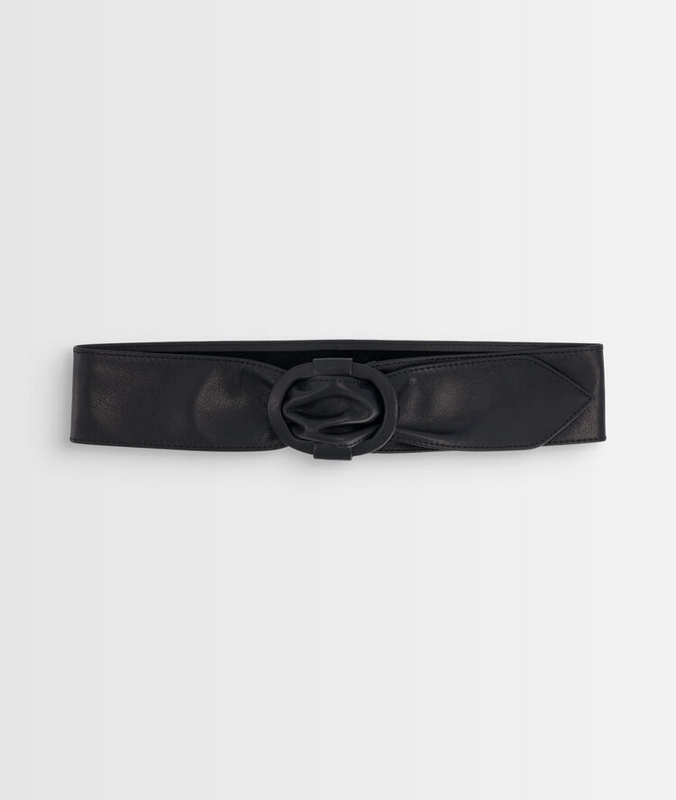 Ceinture large en cuir noire elya noir.