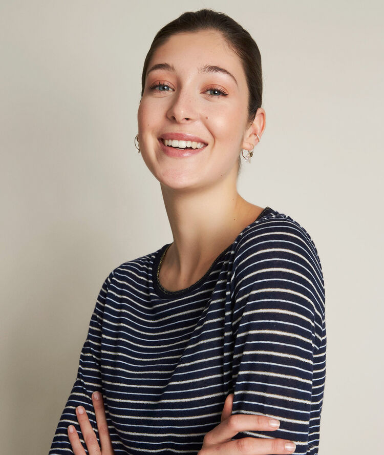 Top met lurexstrepen riviere violet.