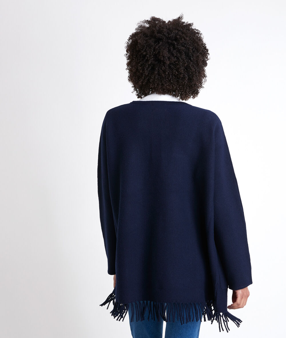 Veste en maille frangée marine roxie marine.