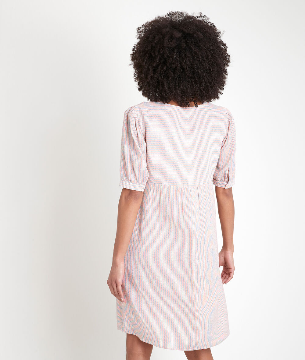 Robe rayée rose louve blush.