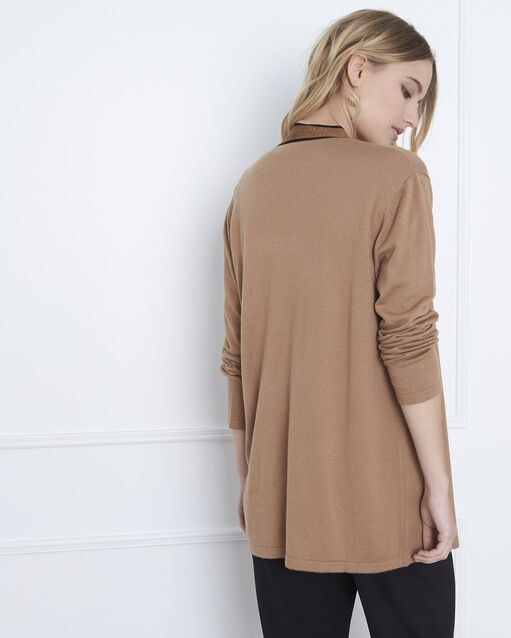 Gilet camel long bord côté contrasté aurore camel.