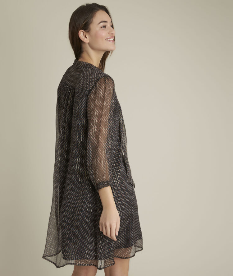 Robe imprimée lavallière cecile noir.