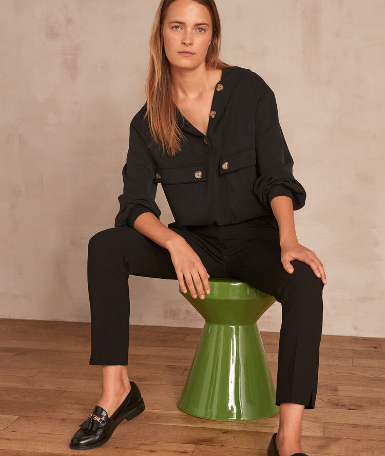 Pantalon en microfibre cigarette valero noir.