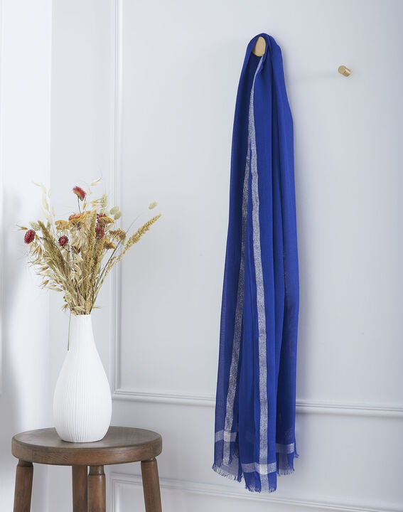 Foulard bleu en viscose détail lurex Orelia | 1-2-3 Foulard bleu en viscose détail lurex Orelia PhotoZ | 1-2-3