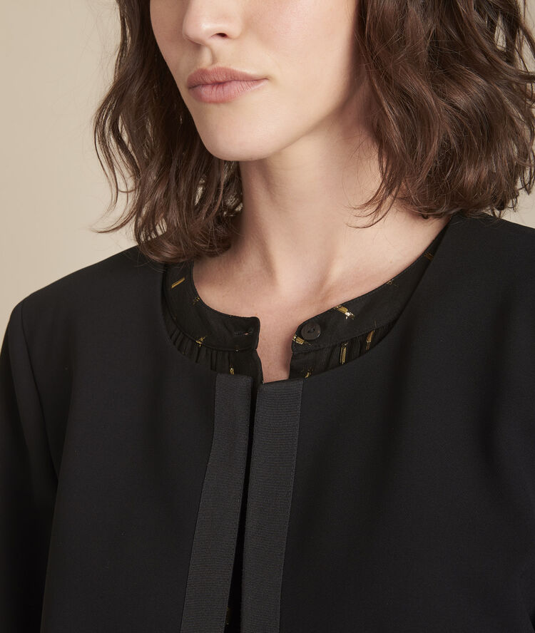 Veste noire microfibre et gros grain charme noir.