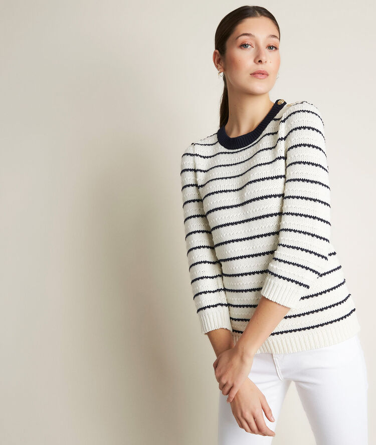 Pull rayé daphnee ecru.