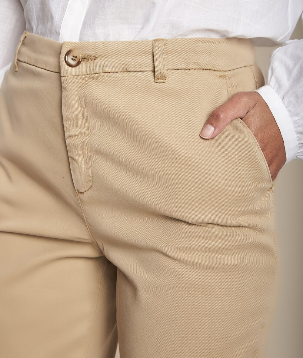 Pantalon havane cigarette 7/8e en tencel eugene camel.