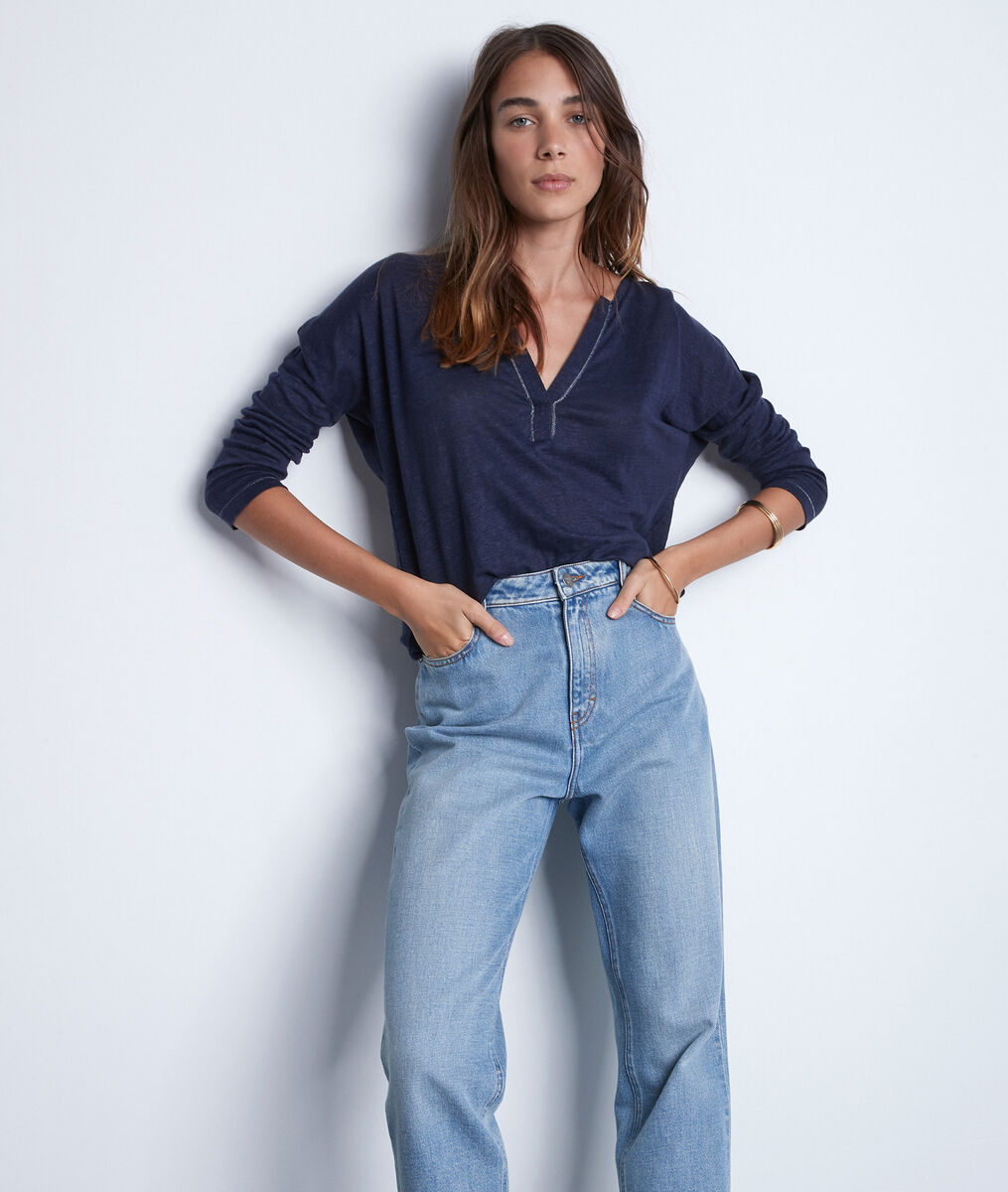 Tee-shirt en lin responsable certifié marine Ilea | 1-2-3 Tee-shirt en lin responsable certifié marine Ilea PhotoZ | 1-2-3