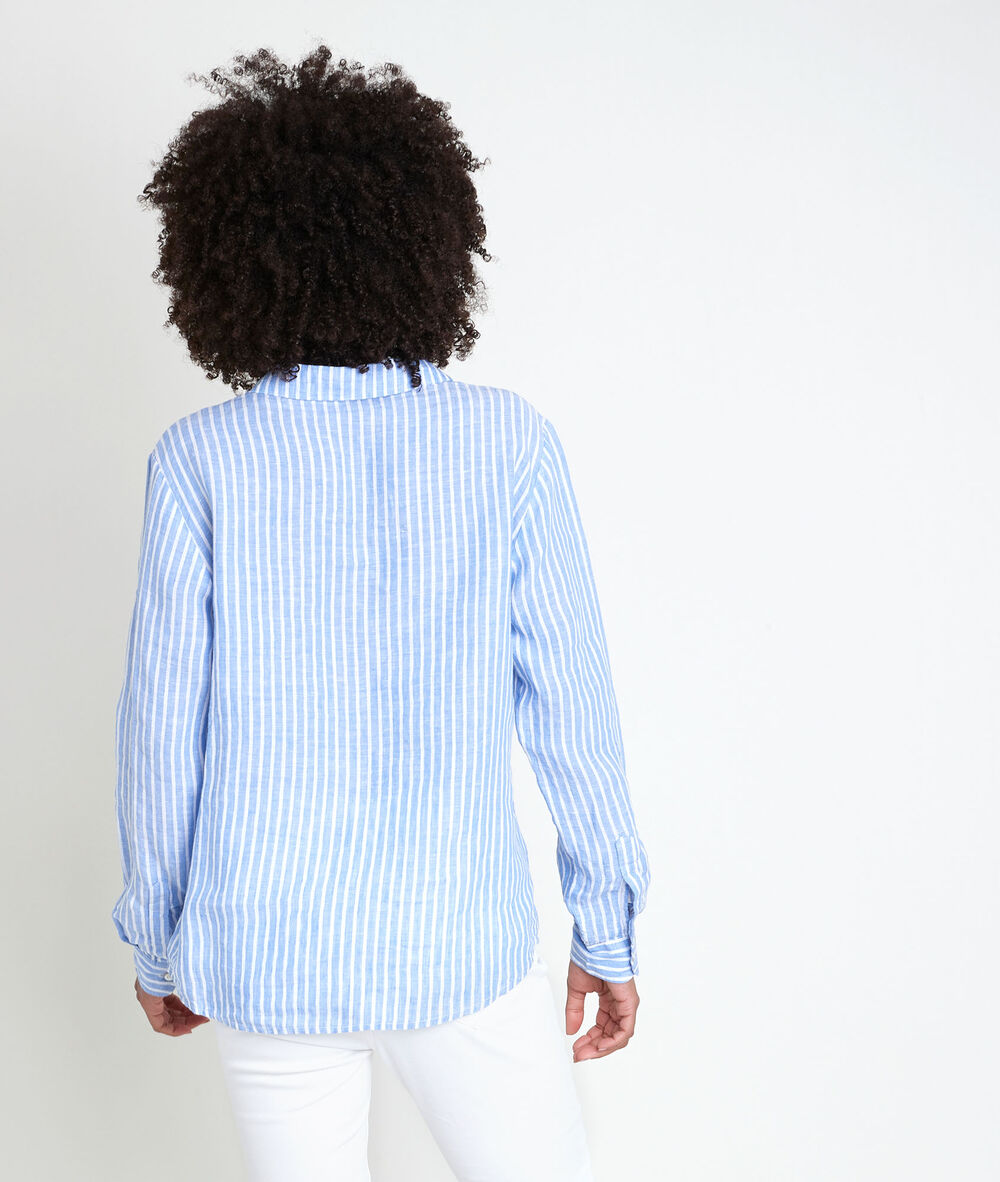 Chemise en lin rayée venetia azur.