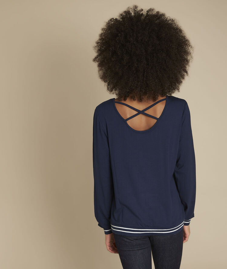 Marineblauwe top pompom marine.