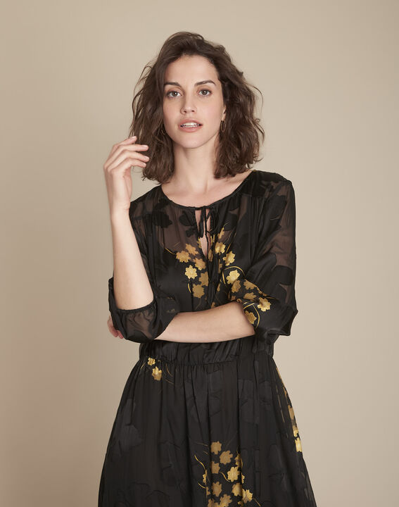 Robe noire longue imprimée Rena | 1-2-3 Robe noire longue imprimée Rena PhotoZ | 1-2-3