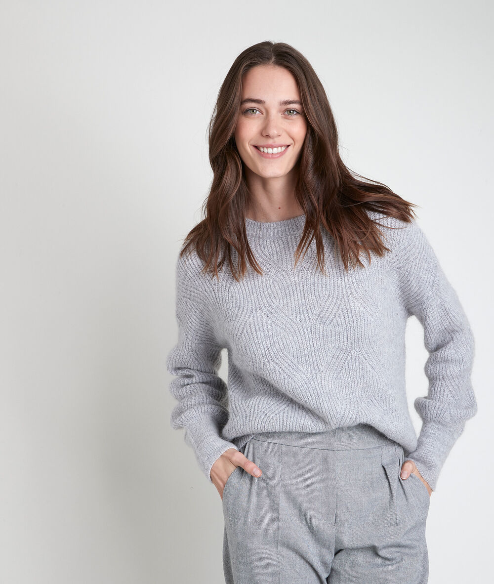 38-44 P031 Pull Tricoté MADE IN ITALY /'Hibou 02/' Motif Manches Longues Pull Gr