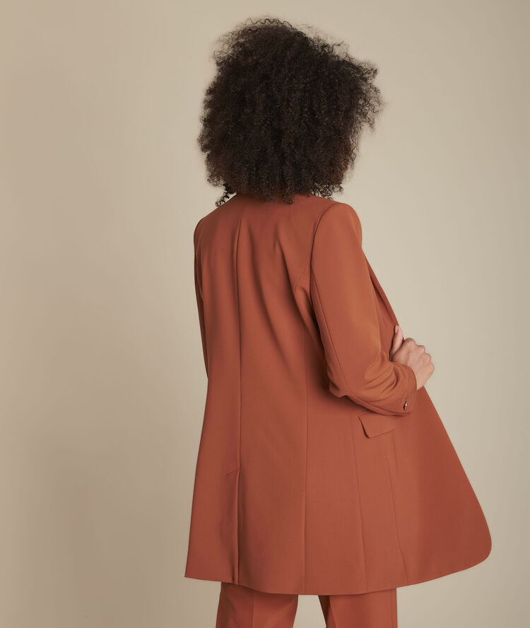 Veste de tailleur en microfibre acajou baya caramel.