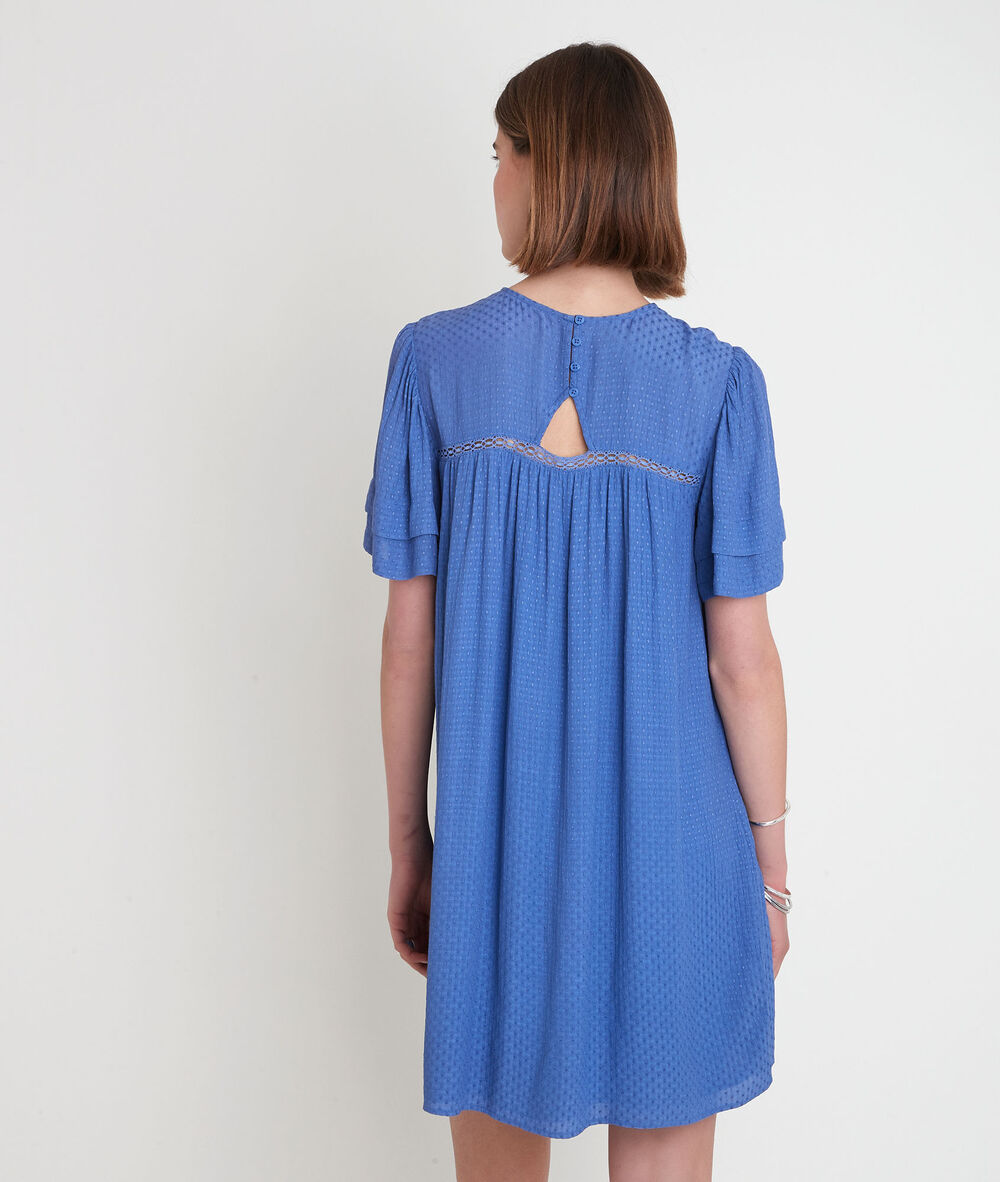 Robe ample avec dentelle bleue sarah denim brut.