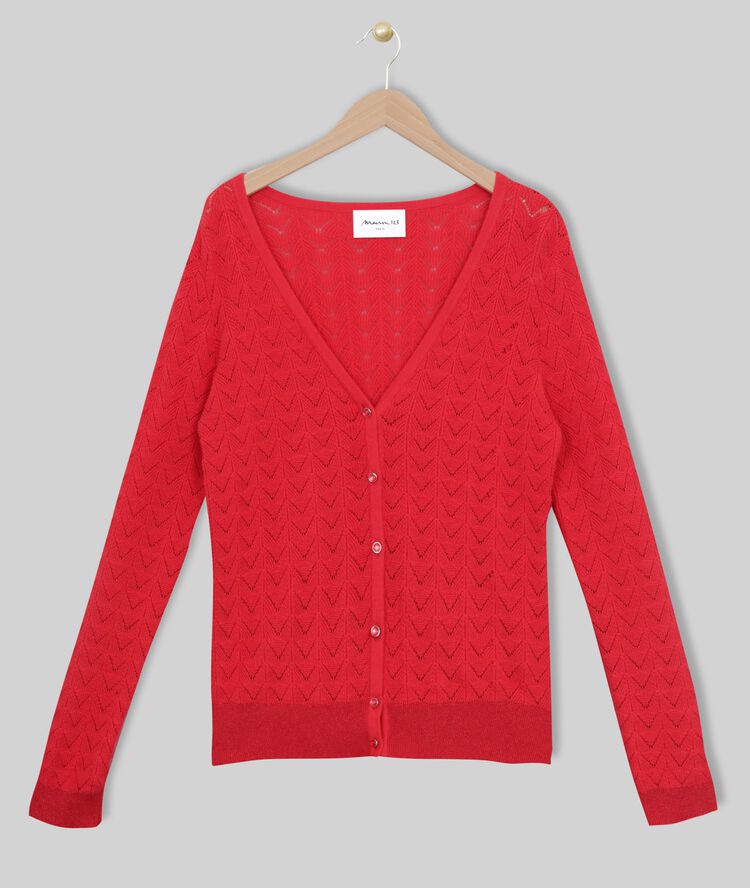 Gilet ajouré dalmatien fraise.