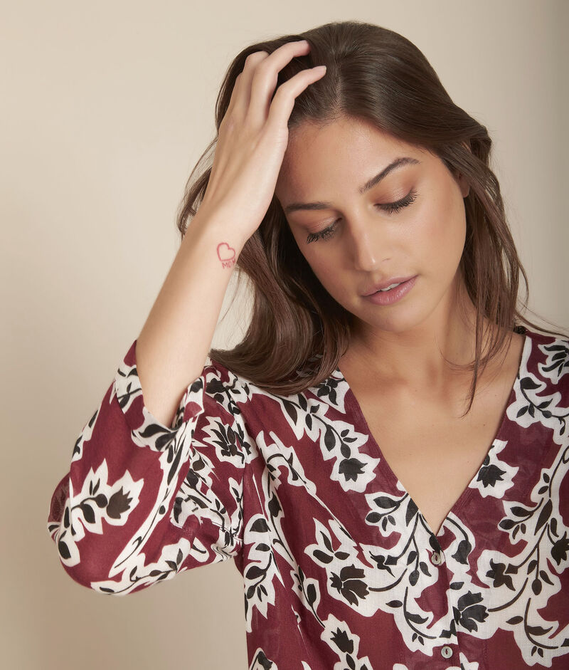 Blouse imprimée madena bordeaux.