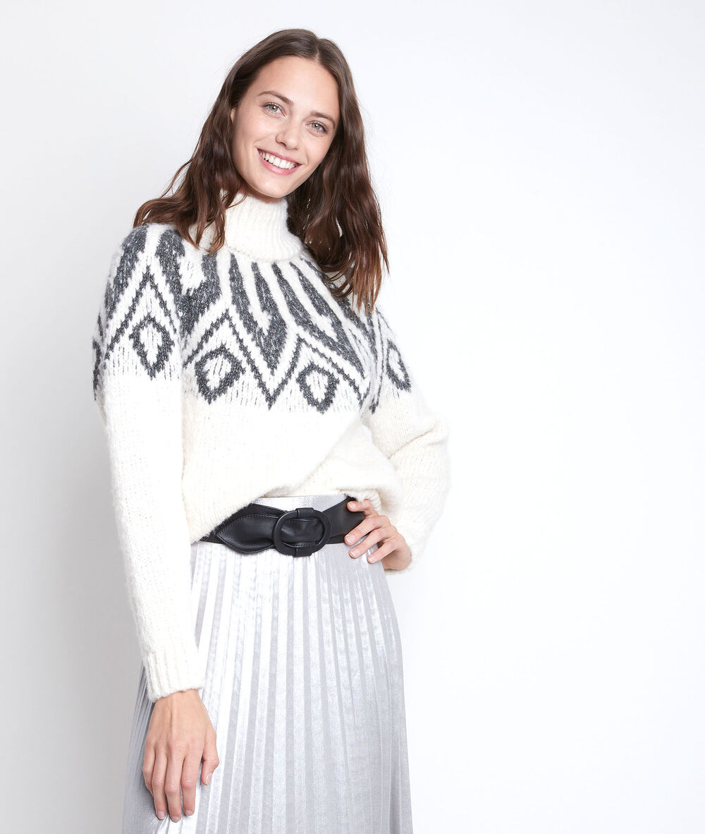 Pull jacquard crème ravi creme.