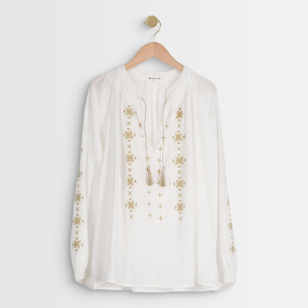 Blouse bohême brodée tevaelle ecru.