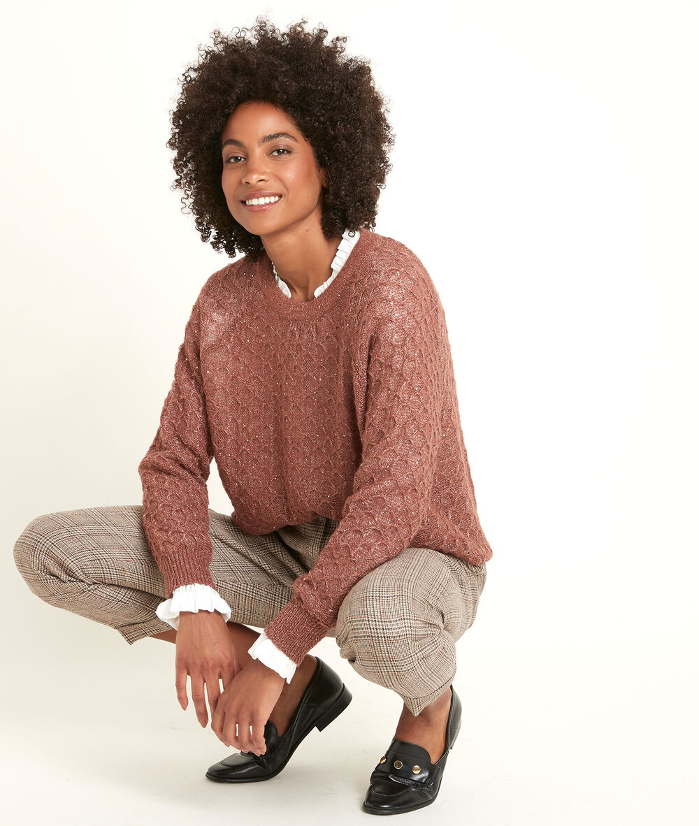 Blouse bimatière en dentelle dany ecru.