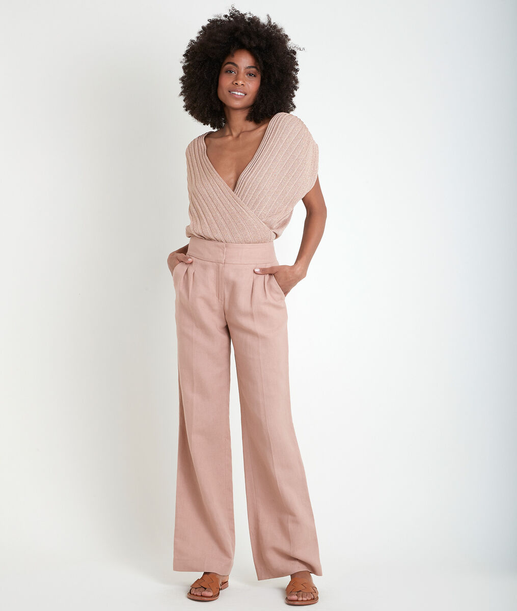 Pantalon large rose en coton et lin Galaxy | 1-2-3 Pantalon large rose en coton et lin Galaxy PhotoZ | 1-2-3