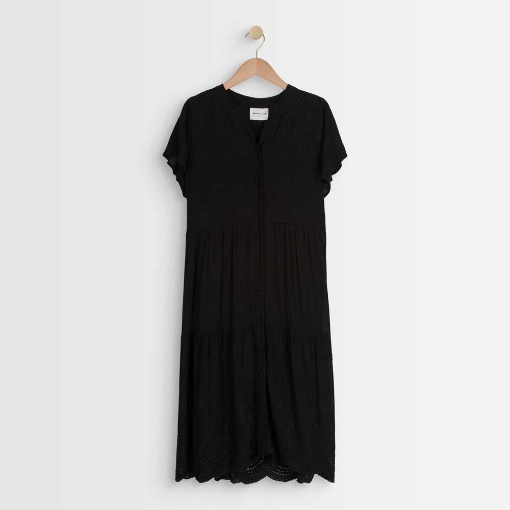 Robe brodée noire loumea noir.