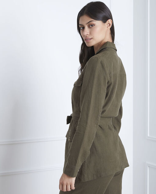 Veste saharienne kaki en lin farah kaki.
