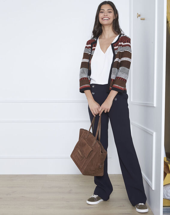 Gilet marron jacquard ethnique Amazone | 1-2-3 Gilet marron jacquard ethnique Amazone PhotoZ | 1-2-3