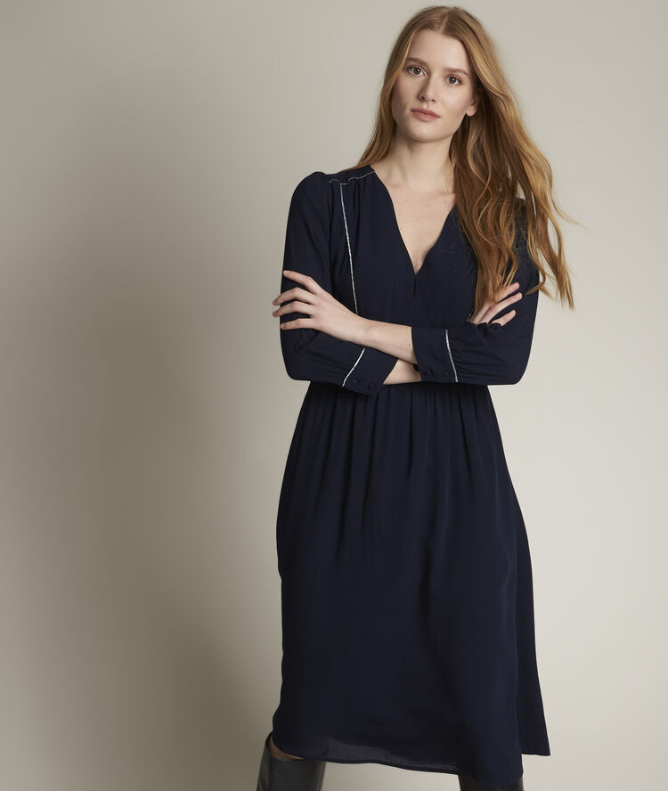 Marineblaues ausgestelltes kleid carolina marineblau.