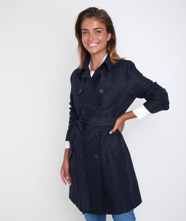 Trench en lin et coton marine Sadao | 1-2-3 Trench en lin et coton marine Sadao PhotoZ | 1-2-3