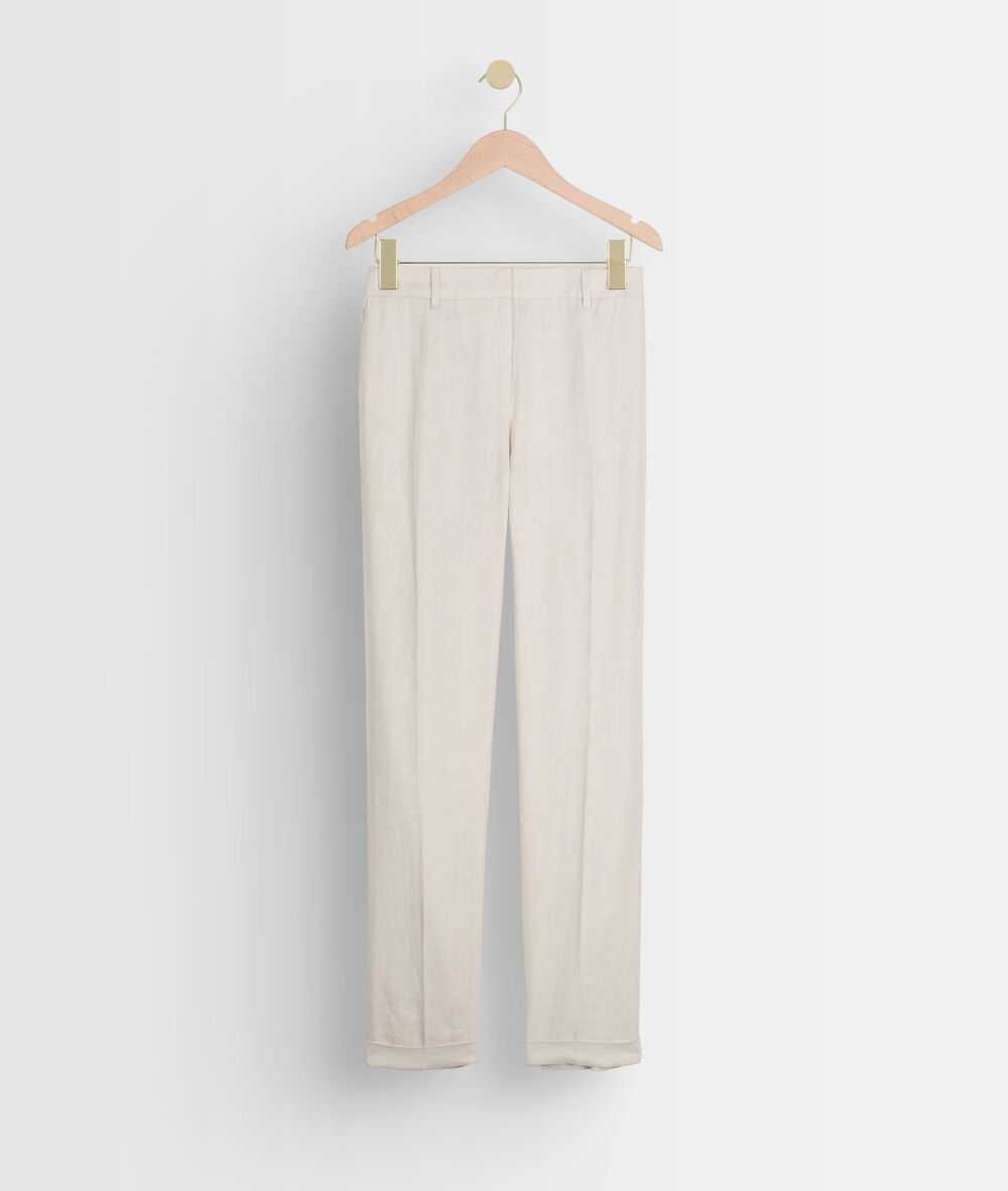 Pantalon chino en lin beige felix bis naturel.