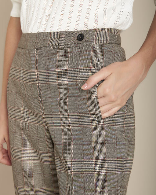 Pantalon cigarette jacquard Prince de Galles Lara (2) - Maison 123