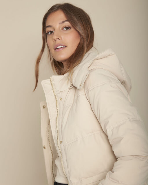 Doudoune à capuche greige sorona® dupont™ leonie beige.