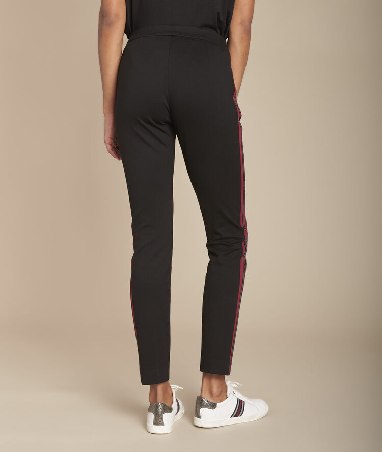 Pantalon noir milano cropped bande fantaisie elane noir.