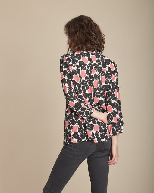 Blouse imprimé fleuri maryse rose fluo.